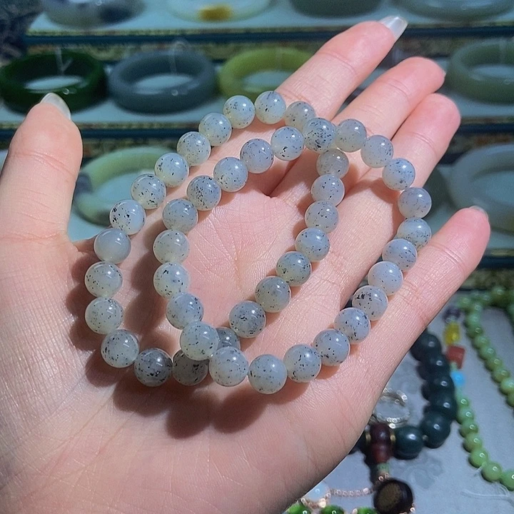 和田玉和田玉未镶嵌籽青花手串卡8