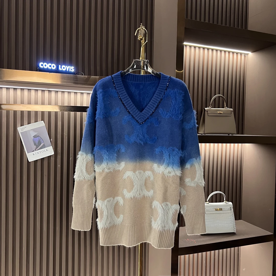 【二哥专属编号22】感慵懒风软糯渐变V领针织内搭毛衣女秋冬2408272
