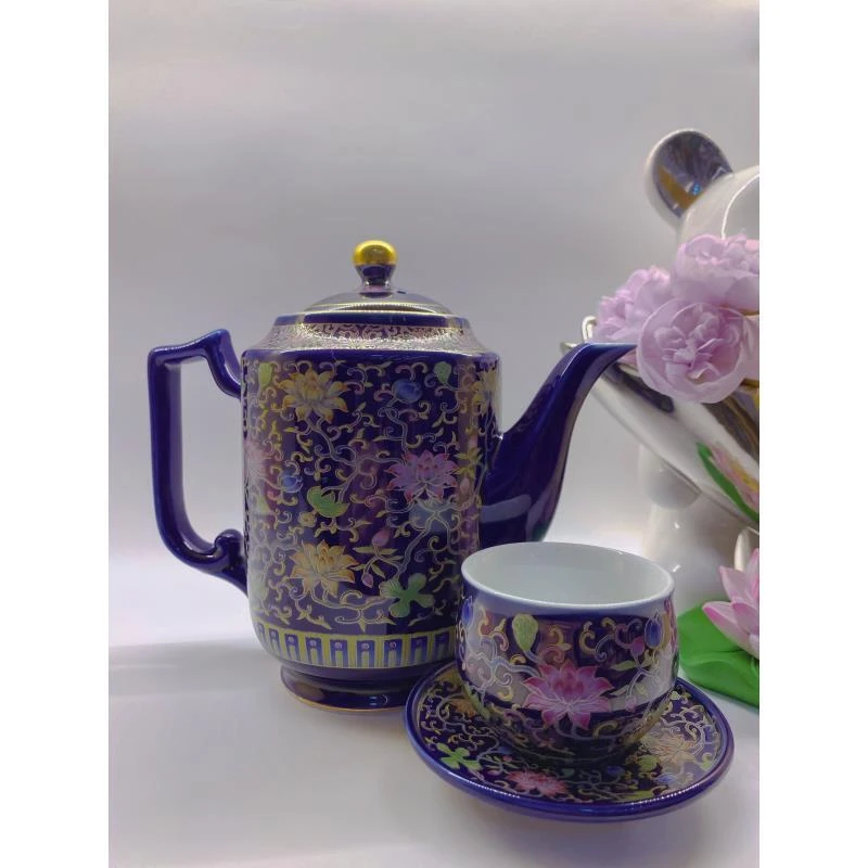 高级高升壶泡茶珐琅彩茶具套组2860一壶一杯茶壶高档珐琅彩茶壶