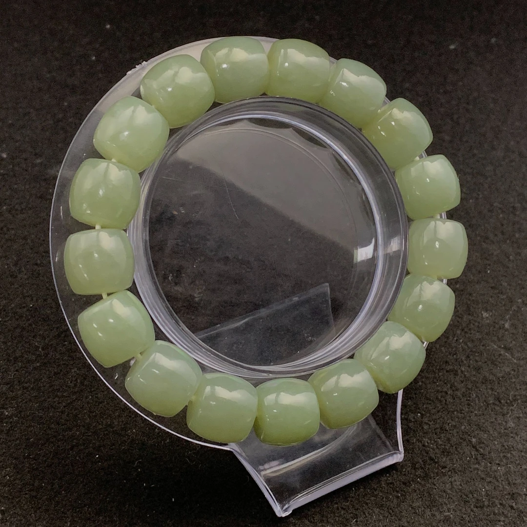 【慧儿专属】和田玉老型珠桶珠单圈直切手串多样性发12412200052