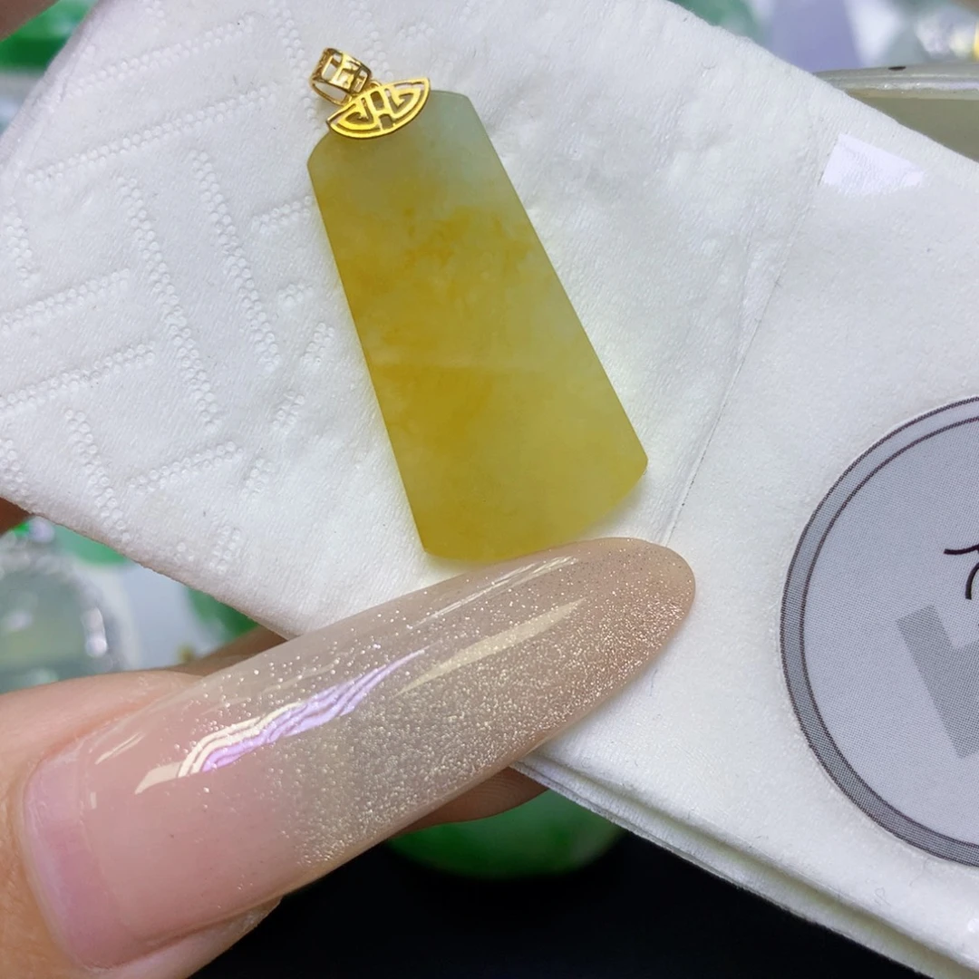 翡翠18K金镶嵌颈饰天然缅甸翡翠a货百元以上9元证书费自理