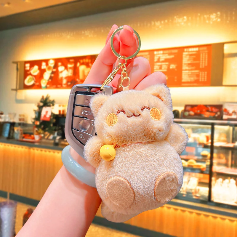 毛绒玩偶可爱招财猫娃娃毛绒玩具公仔情侣钥匙扣钥匙链小挂饰挂件
