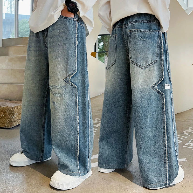 男童春秋装工装牛仔裤2025新款儿童装男孩秋季痞帅宽松裤子帅气