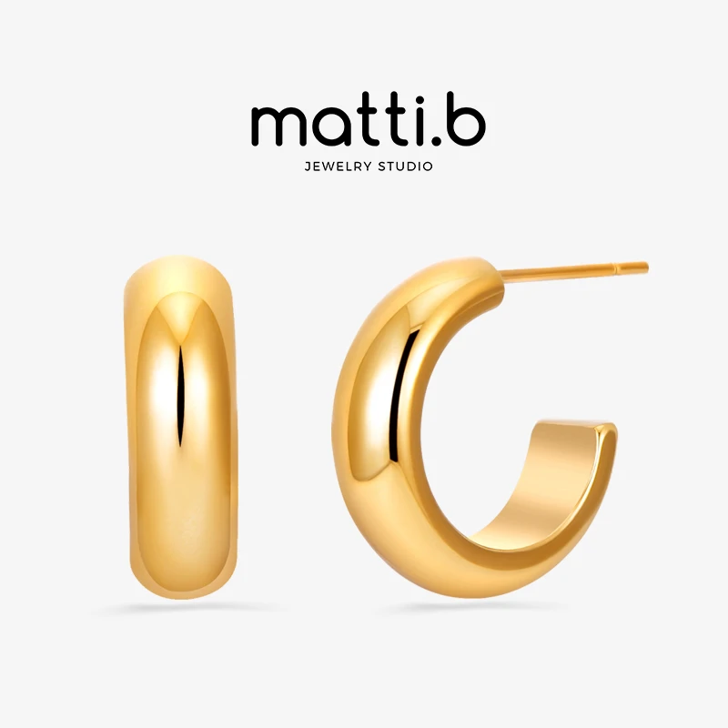 钛钢耳饰 小众设计感ins欧美风简约小巧质感造型光面C字时尚耳钉