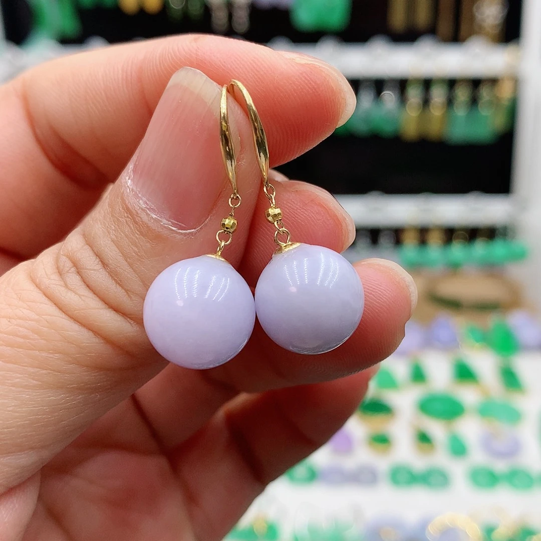 翡翠耳饰18K金镶嵌的