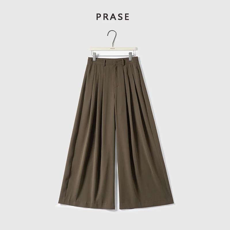 PRASE·噜【轻职场】微胖轻奢设计款夏女高腰宽松叠褶休闲裤PR505E94