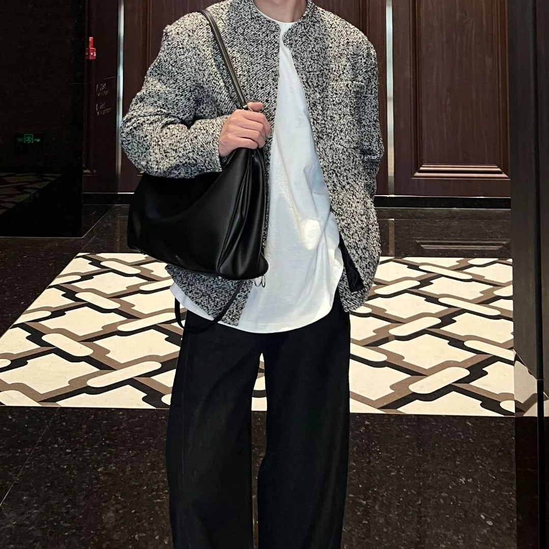 意卡伦萨高定羊毛小香风编织男款秀场外套夹克SW30001