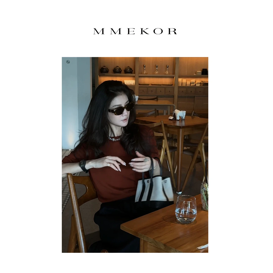 MMEKOR“罗兰女郎”T恤 2025新款静奢老钱风百搭短袖 30021