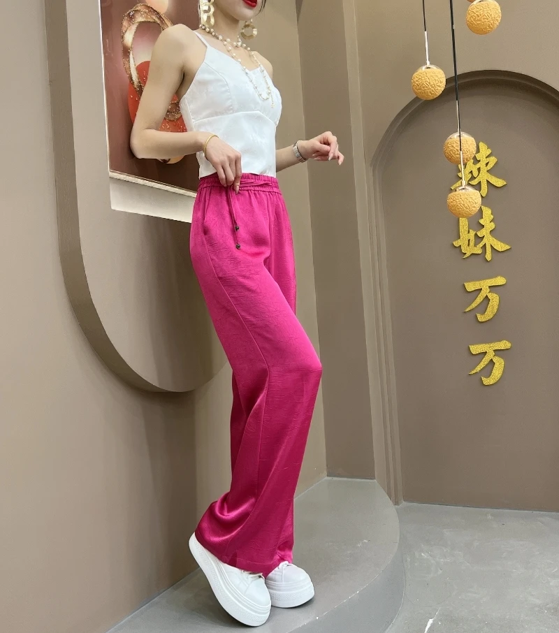 8229-夏季新款醋酸阔腿长裤气质休闲显瘦时尚百搭女士