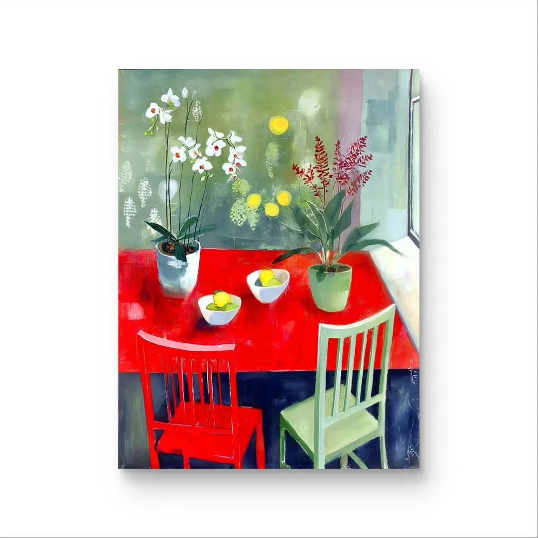《红桌花事》原创手绘画/60x80cm/中古风系列ZGF-323