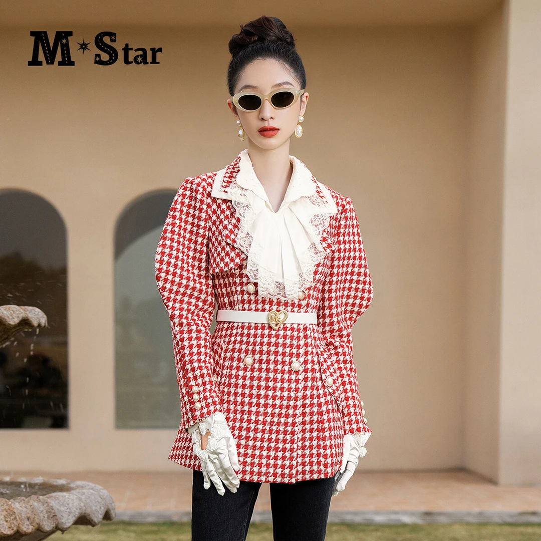 【小杨总专属】M-Star复古格纹翻领单面呢外套款 SECG133582