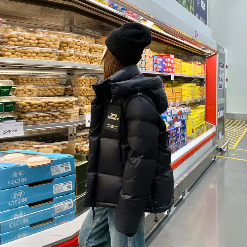 休闲学院风羽绒服女短款冬季厚外套2024新款保暖穿搭白鸭绒面包服