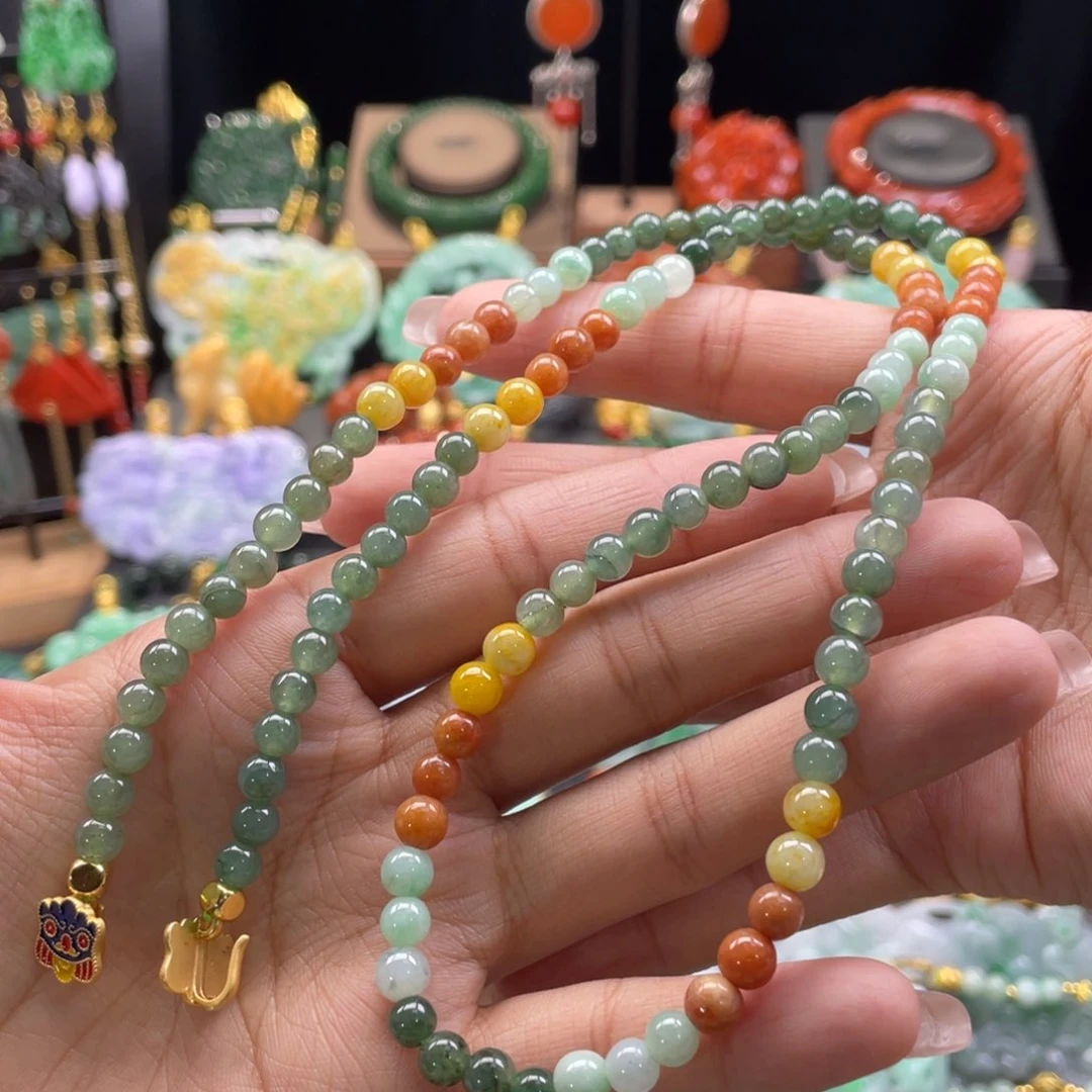 翡翠颈饰未镶嵌代编织