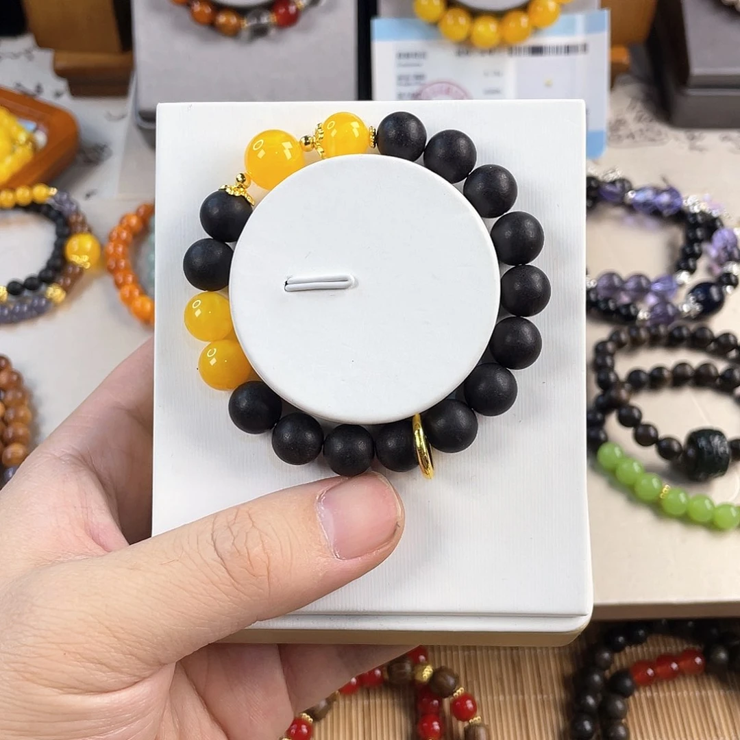 琥珀手饰银S925镀金镶嵌