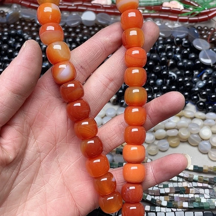 玛瑙/玉髓珠宝半成品合金一条14mm红玛瑙老型