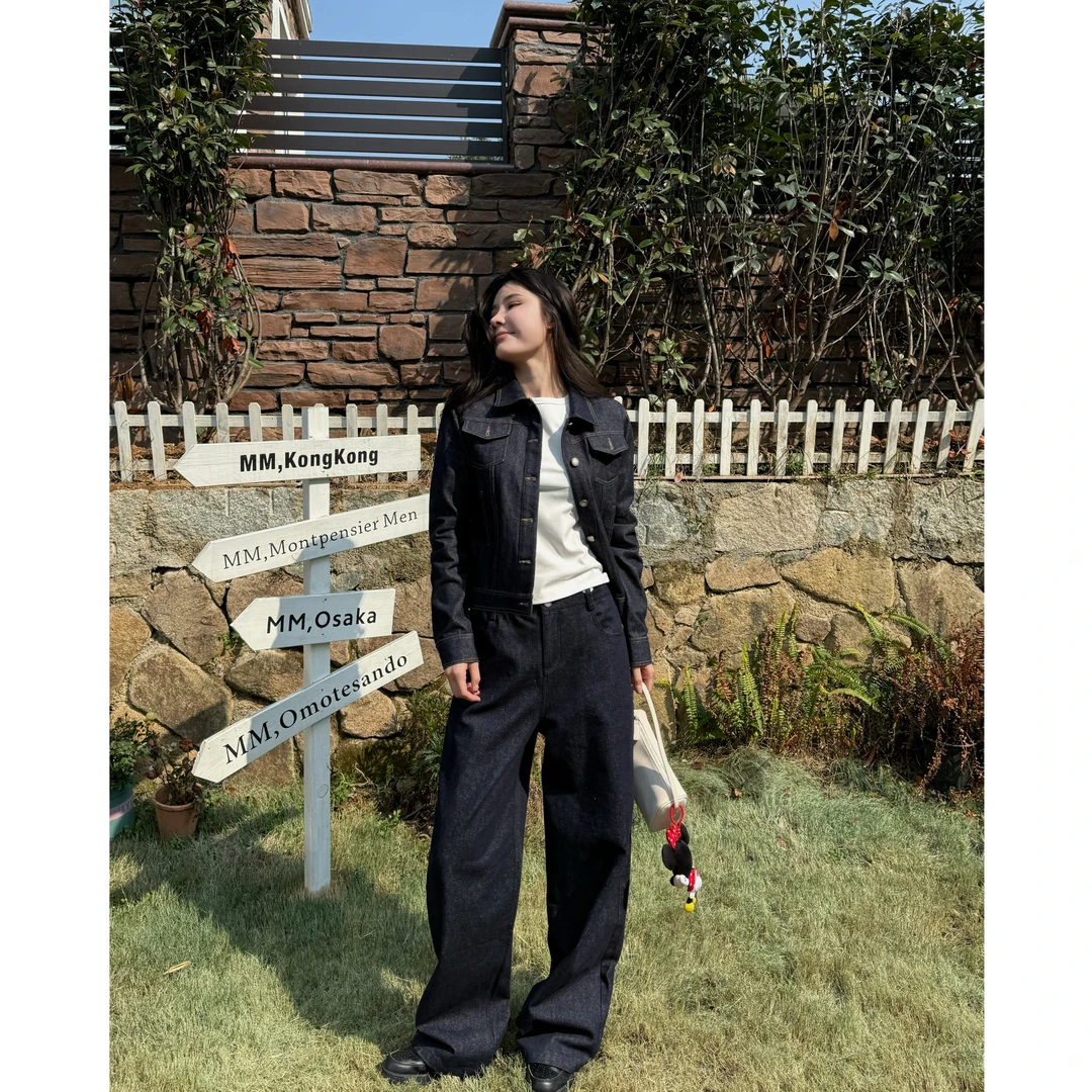 阿姆斯特丹美式复古休闲宽松原色牛仔外套牛仔裤套装丹宁牛仔