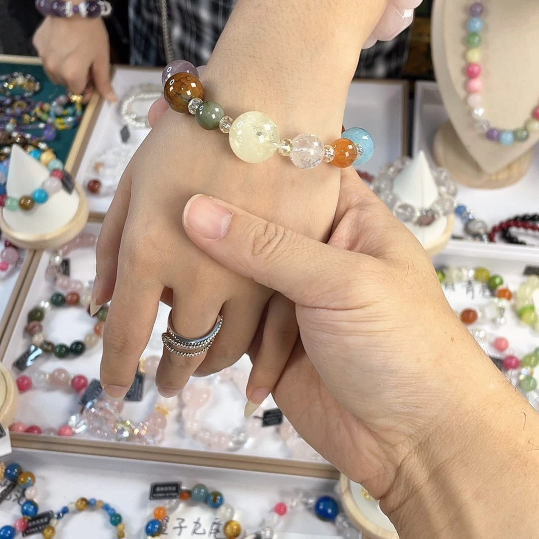 水晶手链银S925镀金镶嵌