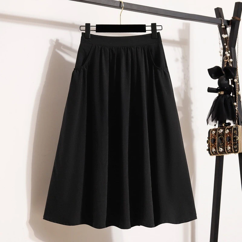 大码高腰显瘦百褶半身裙女2025春夏新款胖mm梨型身材遮肉a字裙子