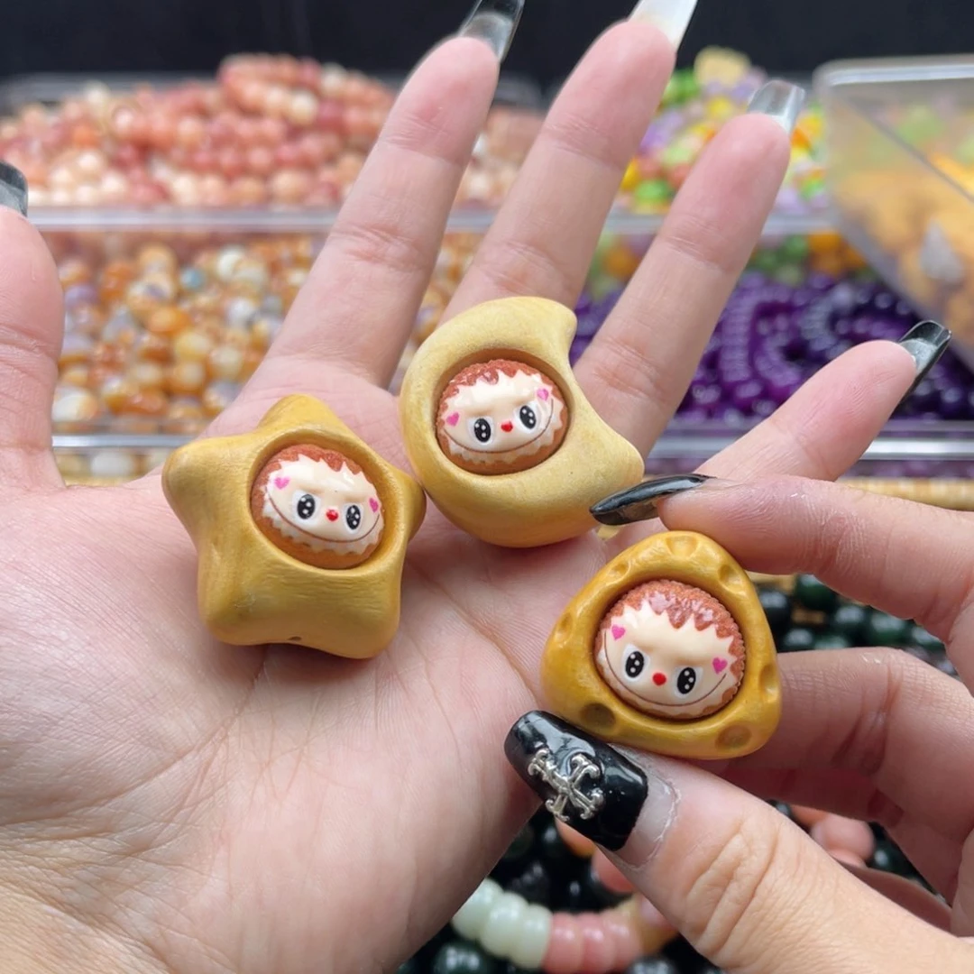 白玉菩提吊坠a30-32mm2颗。芭比檀 拉布布