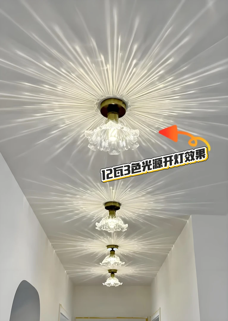 过道走廊玄关入户阳台现代简约水晶灯中古风餐厅衣帽间吸顶灯吊灯