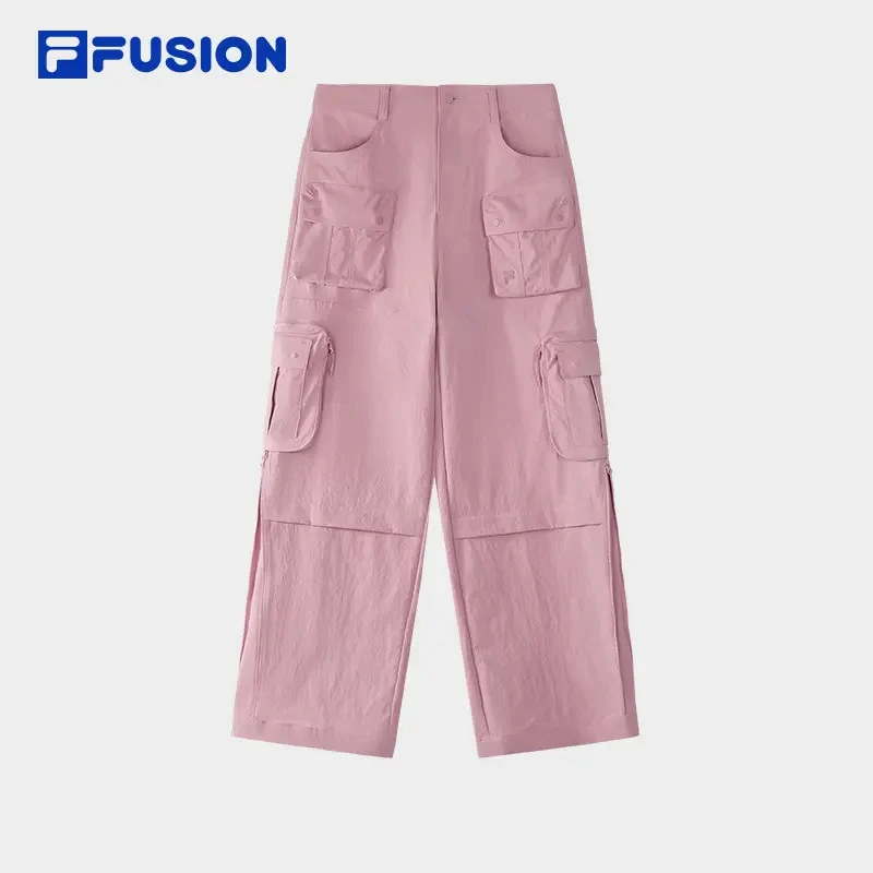 FILA斐乐【显腿直】工装梭织长裤女户外休闲运动直筒裤T11W543804F