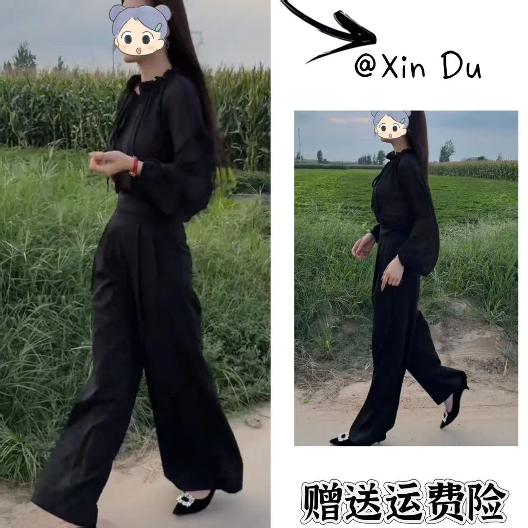2025秋季新款时尚显瘦气质女士网红洋气两件套百搭款D22408