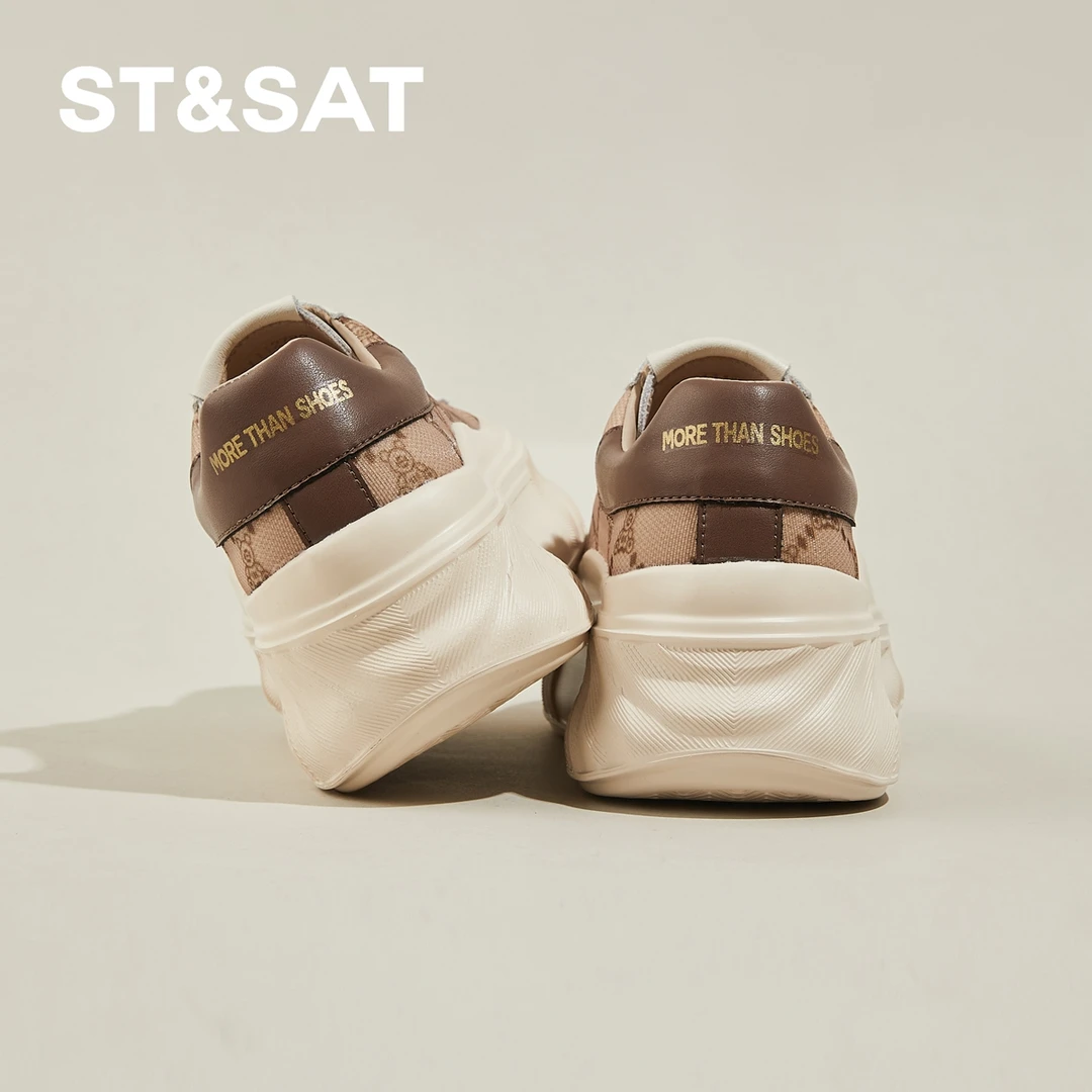 星期六真皮厚底板鞋女夏季复古系带百搭休闲鞋时尚潮流软底运动鞋