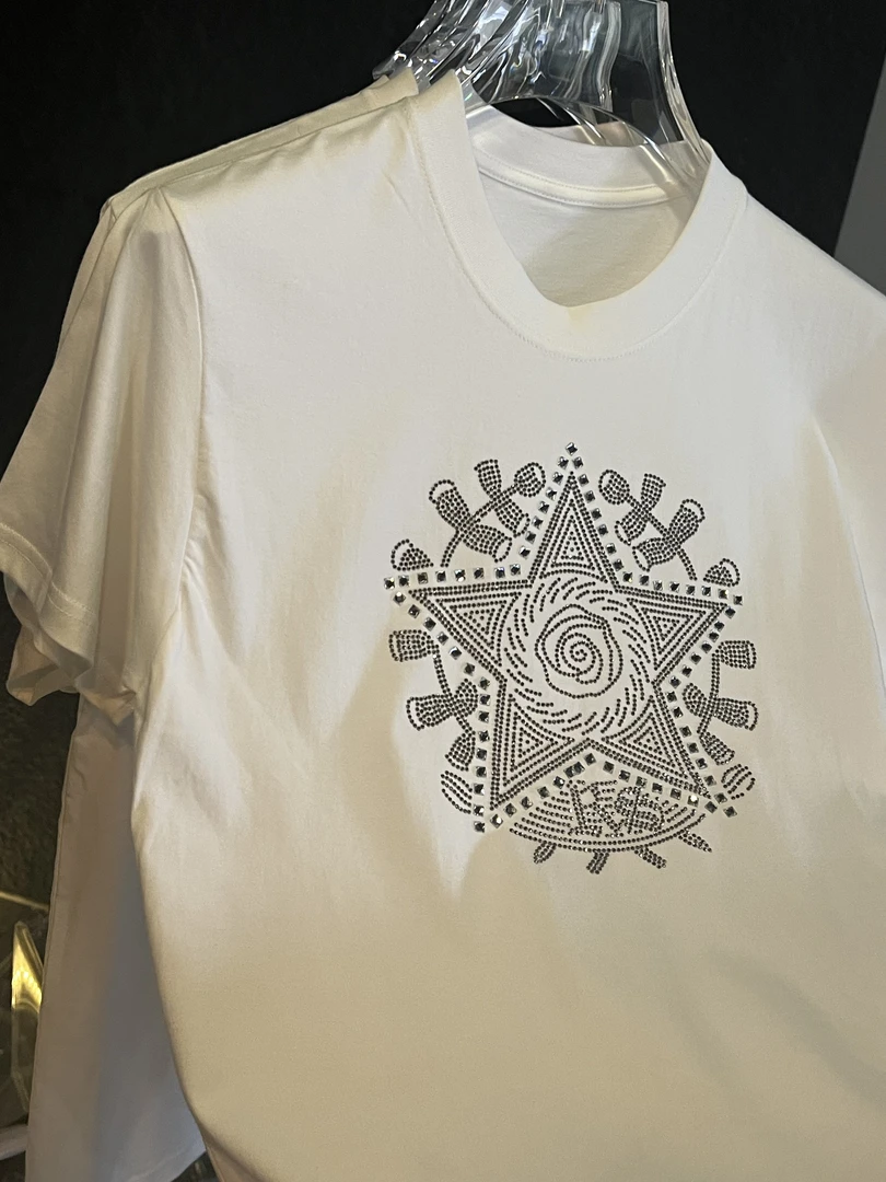 烫钻常规短袖上衣半袖T恤夏季高奢时尚春夏