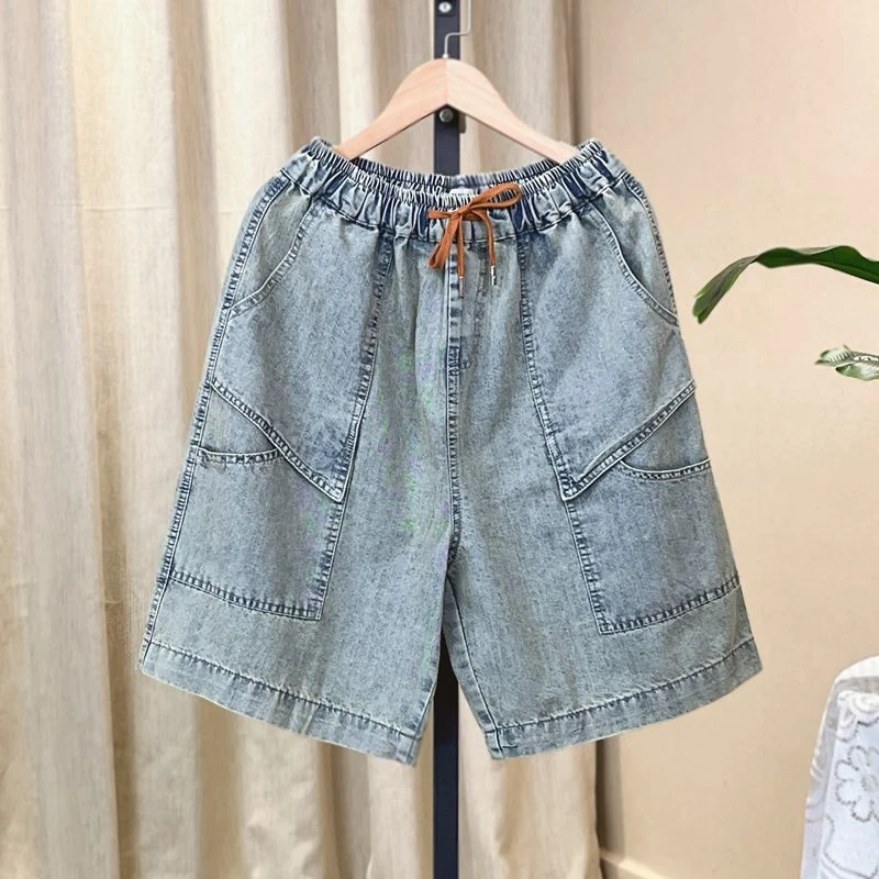 夏季新款女士时尚洋气宽松舒适休闲百搭潮流五分牛仔短裤YX103971