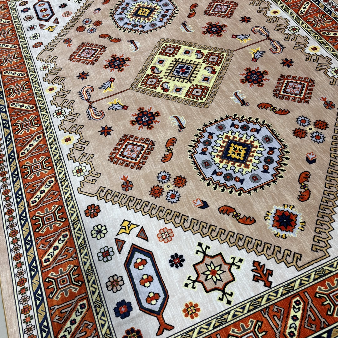 天鹅绒防滑地毯家用卧室美式复古风格大面积适用