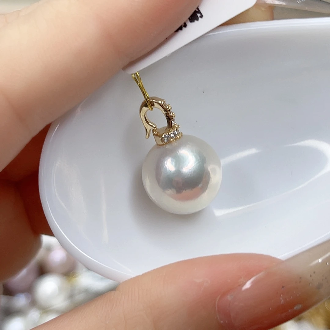 淡水珍珠银S925镶嵌吊坠(不含链)