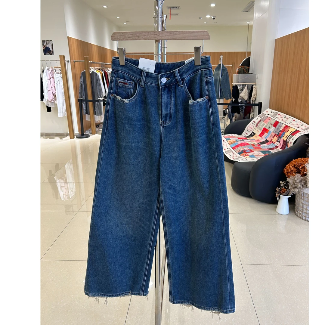 步小月【BXY 32237】加绒阔腿牛仔裤