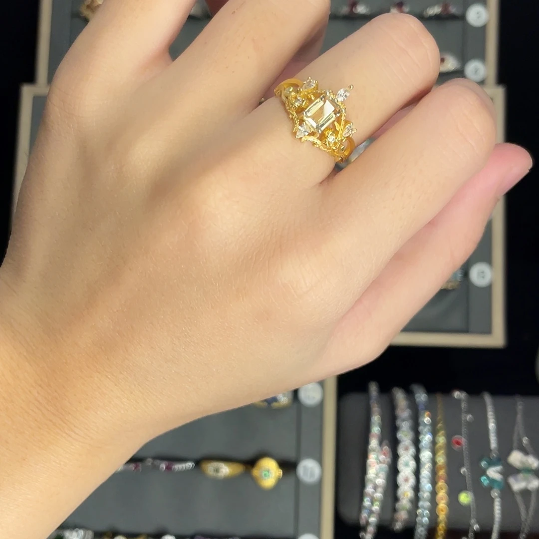 戒指银S925镶嵌黄晶