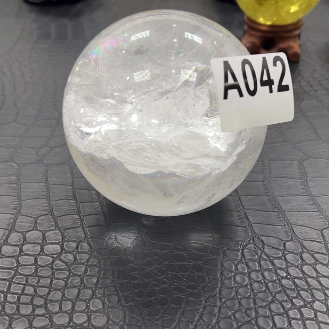 美***店石材天然白水晶球9.8