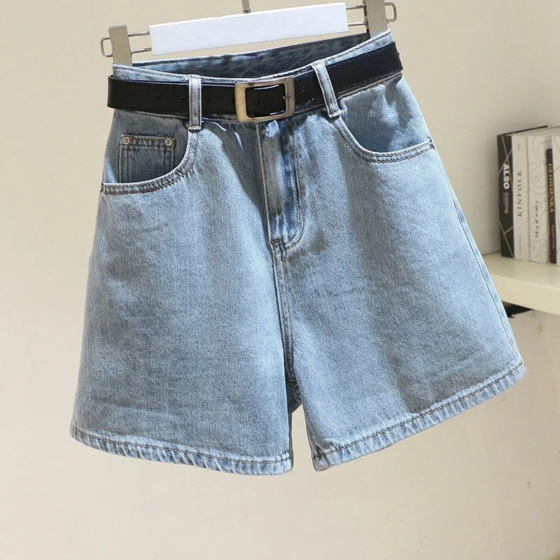 韩版牛仔短裤女高腰A字裤夏季百搭显瘦宽松简约学生阔腿裤热裤潮