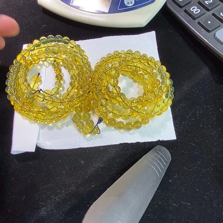 琥珀未镶嵌颈饰缅甸高蓝琥珀108