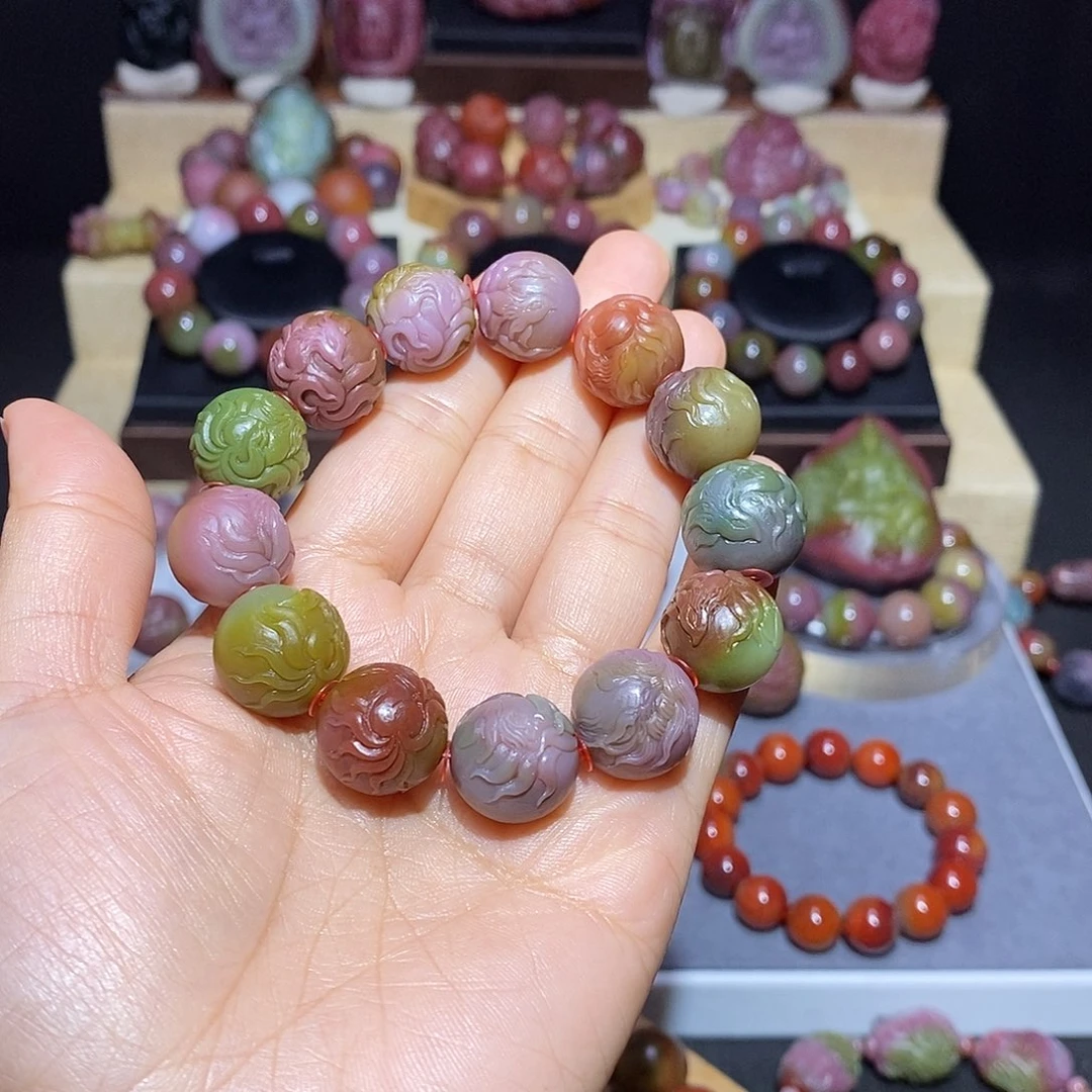 离***戈玛瑙/玉髓未镶嵌盐源玛瑙大师工凤九手串