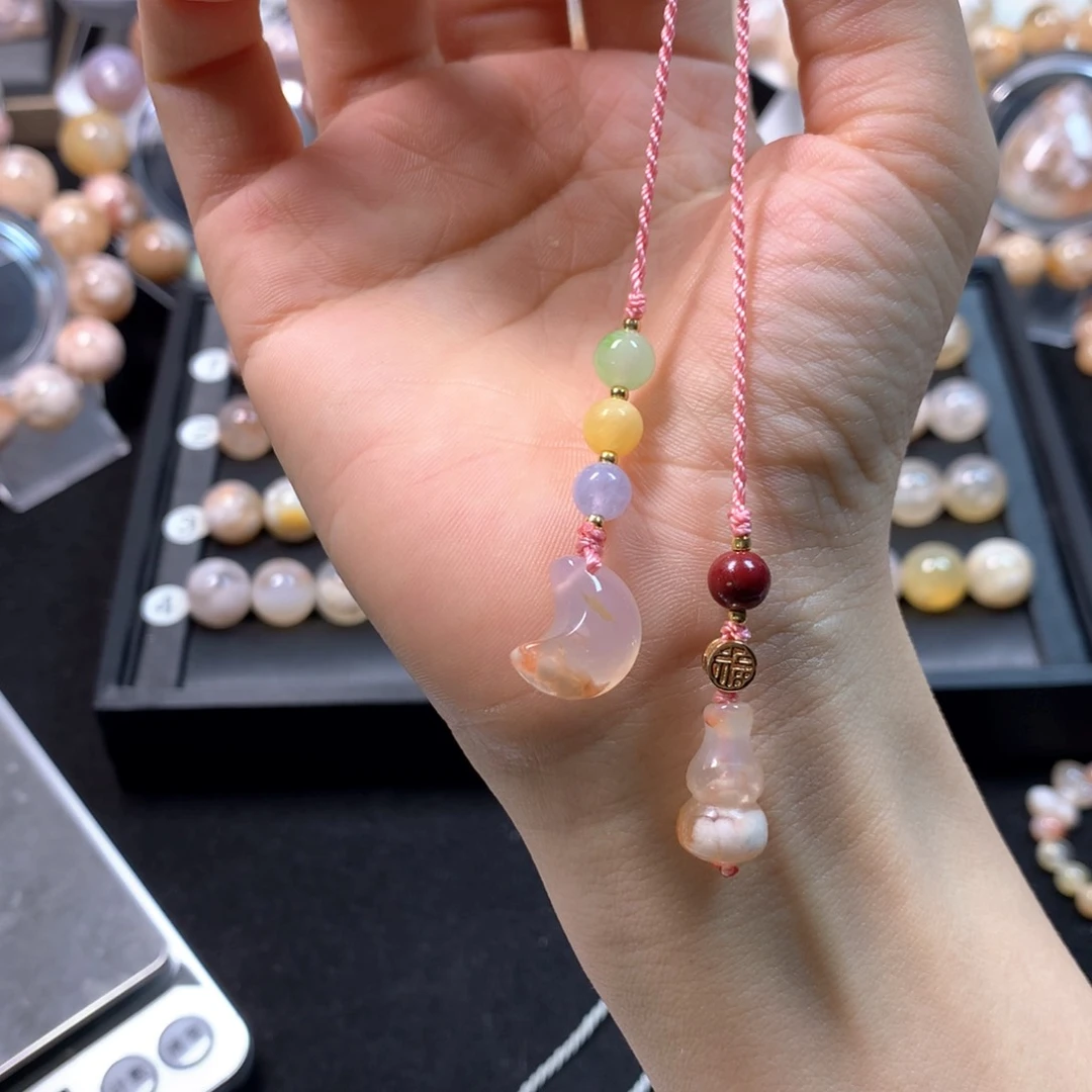 玛瑙/玉髓项圈未镶嵌手机挂，钥匙挂