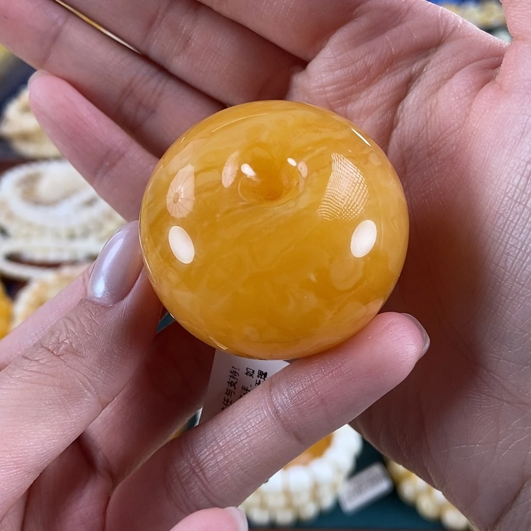 琥珀未镶嵌珠宝奇石34.06 鸡油红虎皮纹
