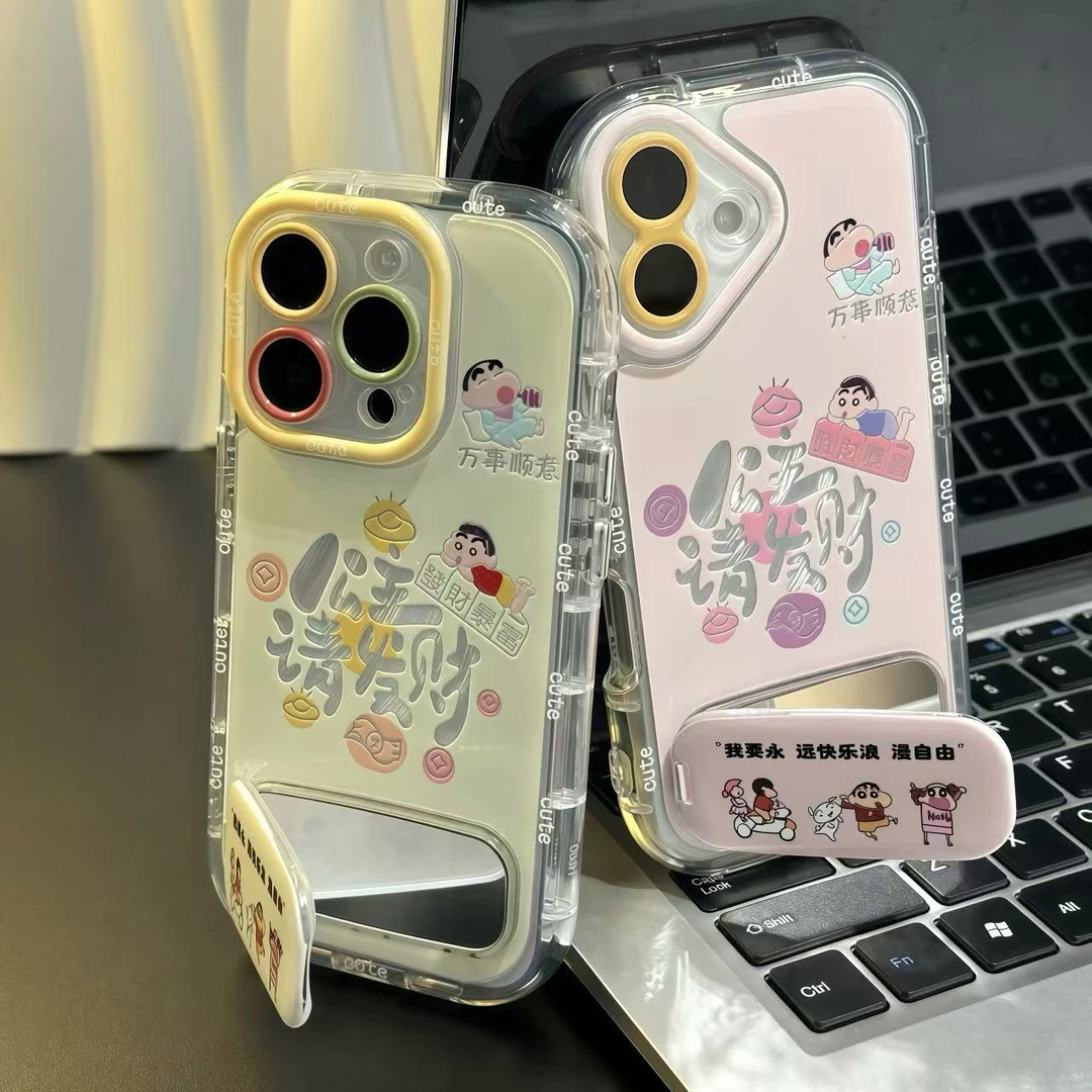 公主请发财小新支架适用苹果16promax手机壳15华为vivo小米14oppo