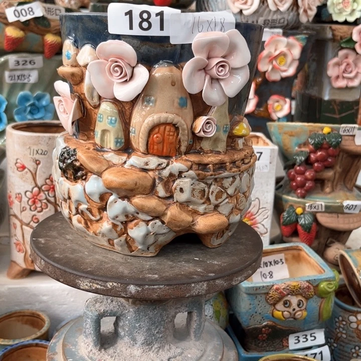 紫砂花盆粗陶材质多肉陶瓷花盆