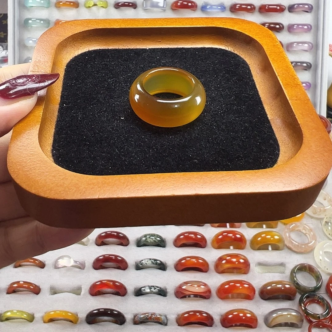 玛瑙/玉髓未镶嵌戒指B17不退换17.28港15+