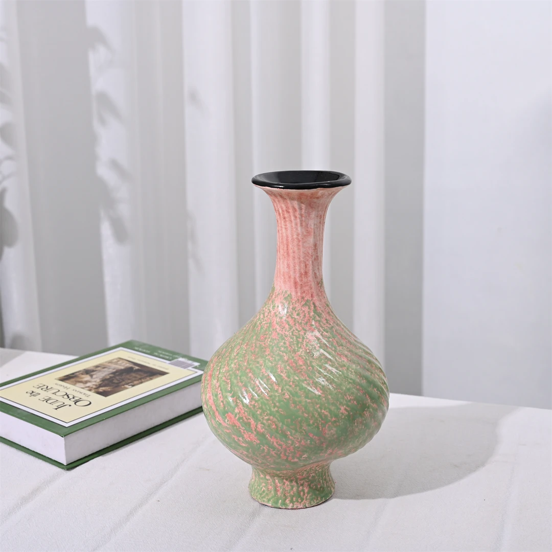 【绿脂凝春-天鹅颈冰淇淋花瓶】简约ins风陶瓷花插花器