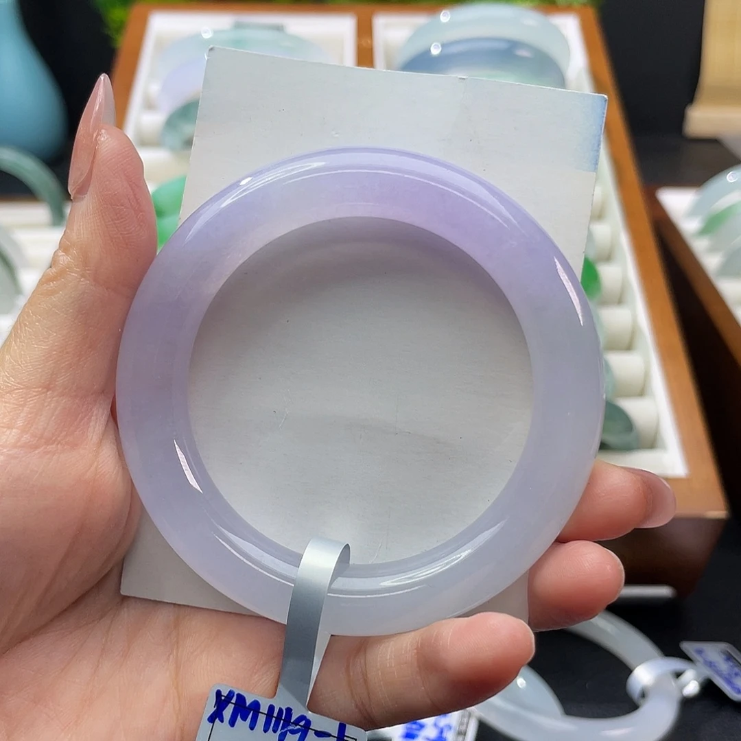 翡翠未镶嵌手镯53冰紫