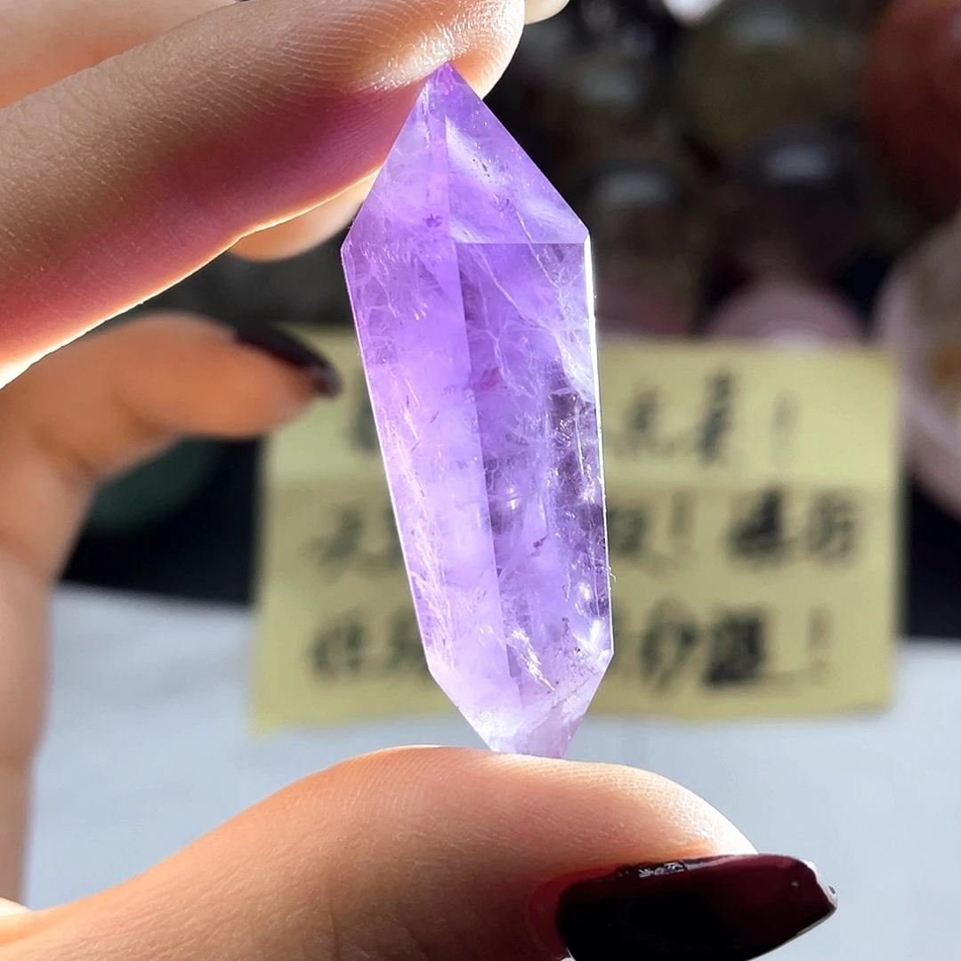珠宝半成品水晶未镶嵌44紫水双尖
