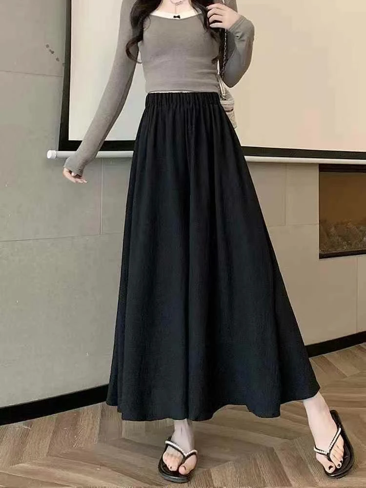 三七1207#松紧腰雪纺长半裙