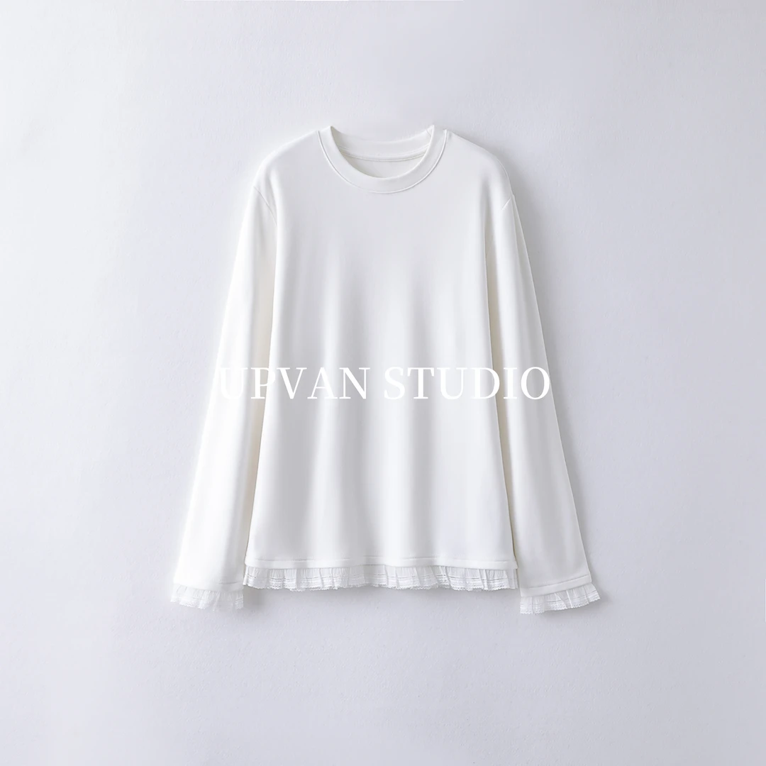 UPVAN “温柔小心机” 打底衫｜白 + 蕾丝边｜内搭外穿都好看