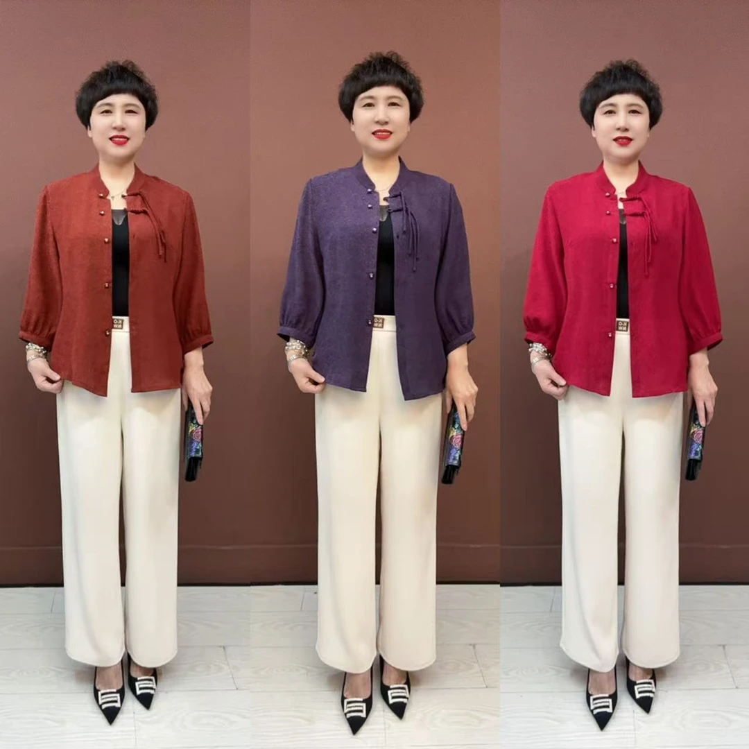 短款休闲风中老年女装开衫显瘦春夏气质外套