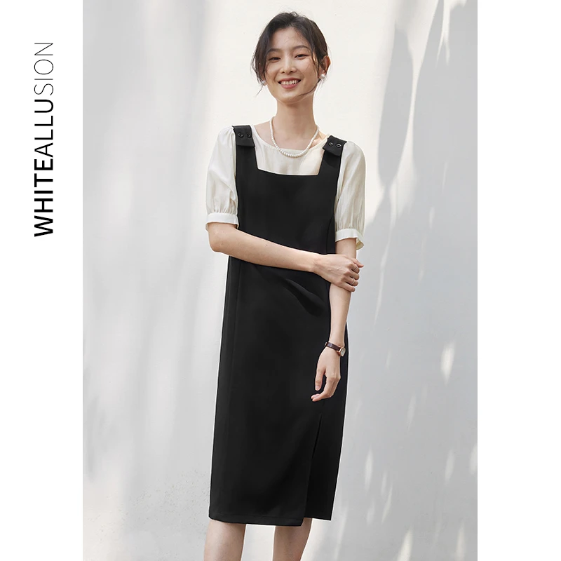 清仓【967】背带连衣裙小个子宽松显瘦休闲无袖开叉中长裙子