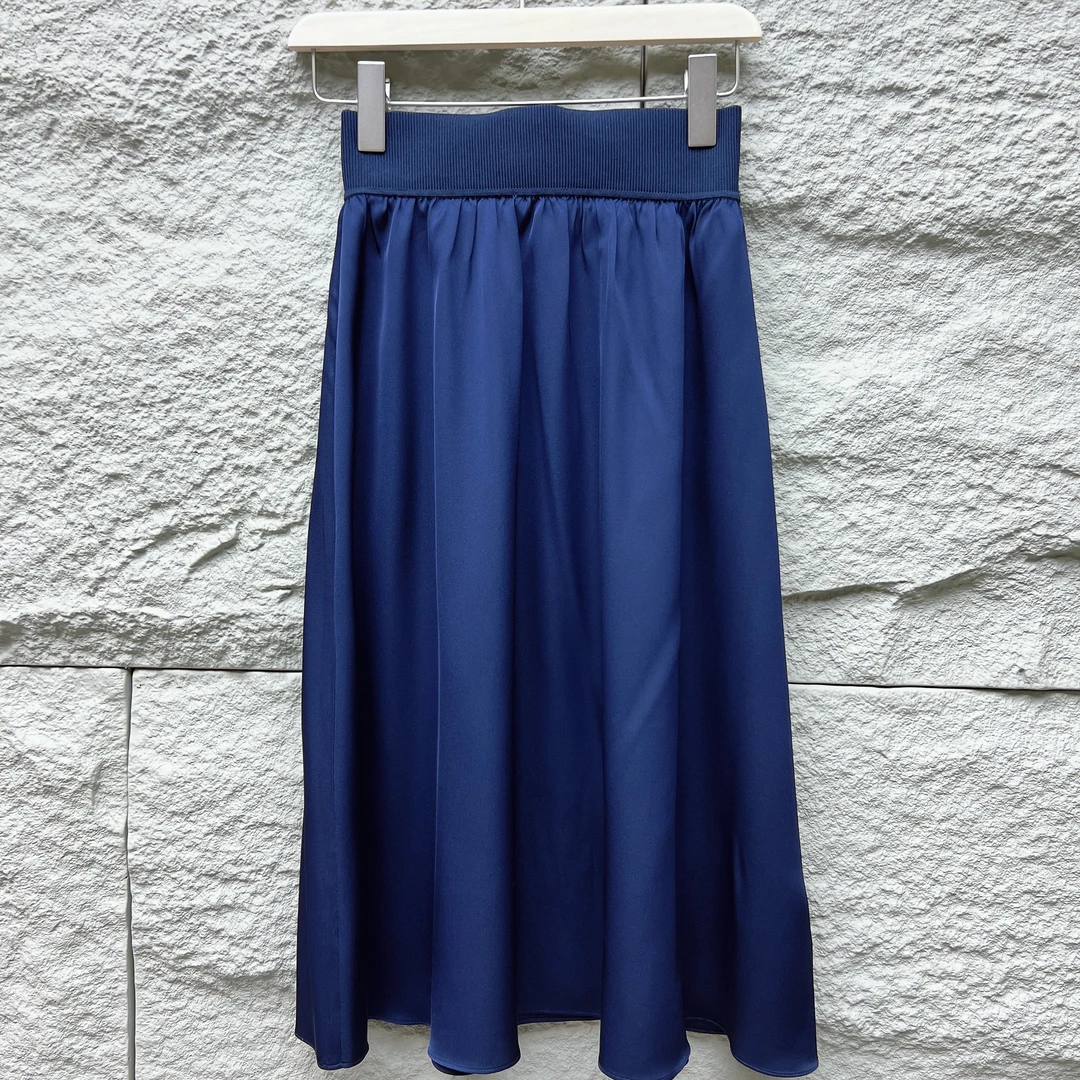 新纯色宽松显瘦气质双乔缎桑蚕丝休闲百搭女士半身裙8528Q